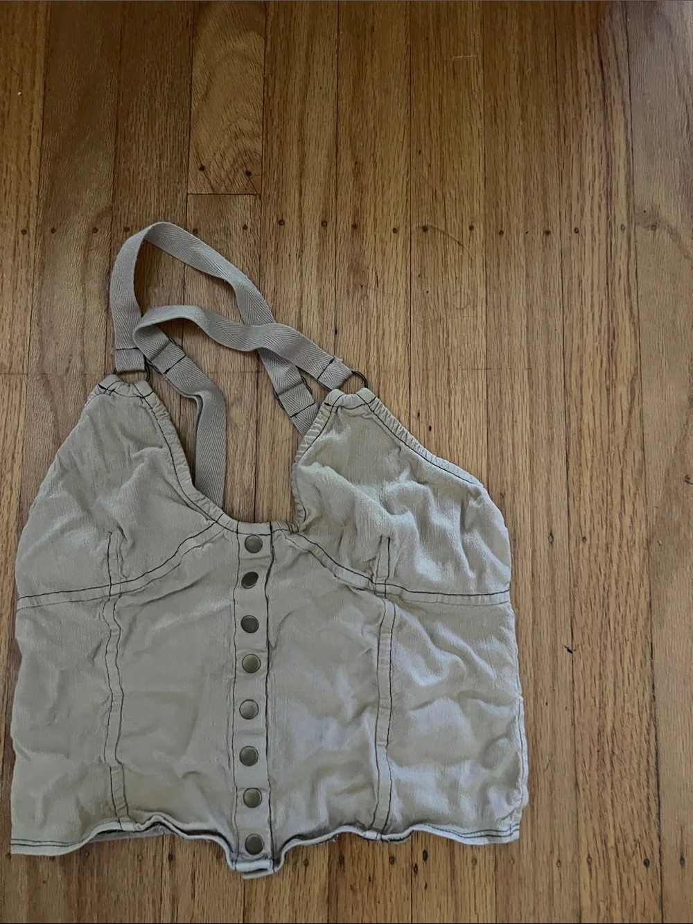 Free People Beige Button-Front Corset Cami